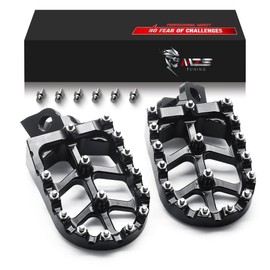 MZS Dirt Bike Foot Pegs, CNC Motocross Footpeg MX Footrest Pedal Black Compatible with KLX140 KLX140G 08-23 / KX65 00-24 / KX80 98-00 / KX85 01-24 / KX100 98-20 / KX112 22-24 / RM65 03-05 / RM100 03
