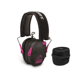 Walker's Game Ear Razor Slim Lightweight Shooting Hunting Range Hearing Protection Muffs (Black and Pink) Bundle with Protection Case (2 Items)