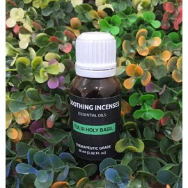 HAPPY SURROUNDINGS Tulsi Holy Basil Essential Oils ~ Pure Natural Aromatherapy Massage Oil - Therapeutic Grade - 100% Natural Incense - Pure Essential Oil (30ml)