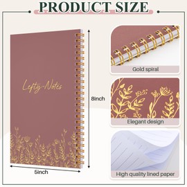 Lewtemi Small 3 Pieces Left Handed Notebook 8 x 5 Inch Small Lefty Spiral Notebooks Wire Bound Paper Journal for College Subject Office Worker Supplies Easier Use, 100 Page (Vintage Color)