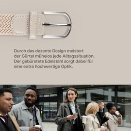 Bestlivings hemmy Stretch Belt Braided Belt - Elastic Fabric Belt, Stretchy Belt without Holes, Unisex Infinitely Adjustable Belt for Men and Women, cream