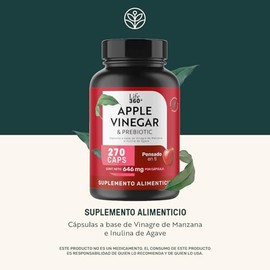 LIFE 360+ Suplemento de Vinagre de Manzana + Prebióticos, 270 Cápsulas | Aporta 1938 mg por porción. Fórmula con vinagre de manzana y prebiótico. Ver 