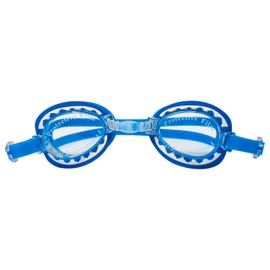 LUV HER Shark Youth Swim Goggles - Blue Kids Swimming Goggles with Shark Teeth Print Lenses, Anti-Fog, UV Protection, Adjustable Strap - Funny Goggles for Boys Ages 3+