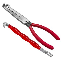 DUSCOKE 37960 Electrical Disconnect Pliers, 13120 Automotive Electrical Connector Separator, Spark Plug Disassembly Pliers Car Terminal Removal Tool, Fuel Line Petrol Clip Pipe Plier Tool Kit (Red)