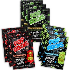 The Hampton Candy Company Pop Rocks Candy 9 Pack, 3 Flavors of Each - Watermelon, Strawberry, Tropical Punch