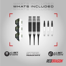 RED DRAGON Ikon 1.2 20 Gram Professional Tungsten Softip Darts Set with Flights and Stems