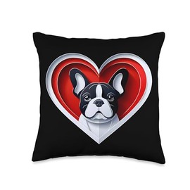 French Bulldog Heart Cute Frenchie Puppy Dog Lover Throw Pillow
