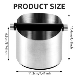APACALI 1 x knock container for portafilter, 11 x 11 cm espresso tee container, stainless steel knock box with shock-absorbing and removable rod, coffee grounds tee container for 15 coffee puks