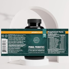 Primal Harvest Probiotics for Women & Men Daily Probiotic Supplement with 12 Strains for Gut & Digestive Health 30 Capsules