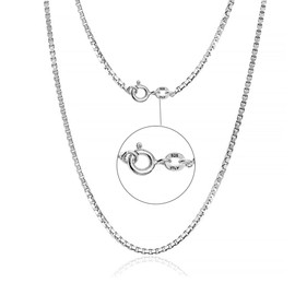 LeCalla Solid 925 Sterling Silver Chain Necklace, 1 MM Italian Box Chain Necklace for Teen and Women 16 Inches