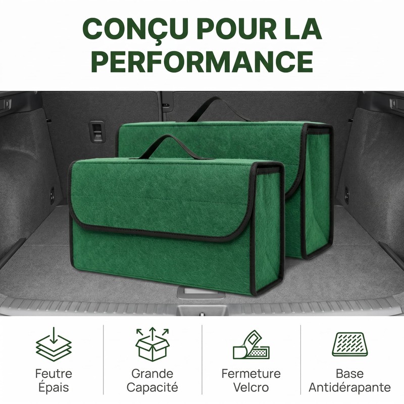 EYERIYO Organizer per bagagliaio in feltro, 2 pezzi, 50 x