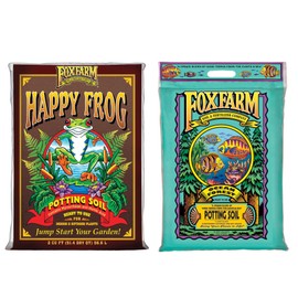 Foxfarm FX14047 + FX14053 Happy Frog Potting Soil Mix and Ocean Forest 6.3-6.8 pH Garden Potting Soil Mix for Nurturing Plants, (2 Pack)
