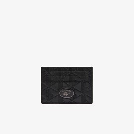 Lacoste Tarjetero de piel con monograma The Blend para hombre, Negro, Talla Única