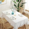 rismart Lotus Effect Linen Tablecloth Easy Care Washable White 140