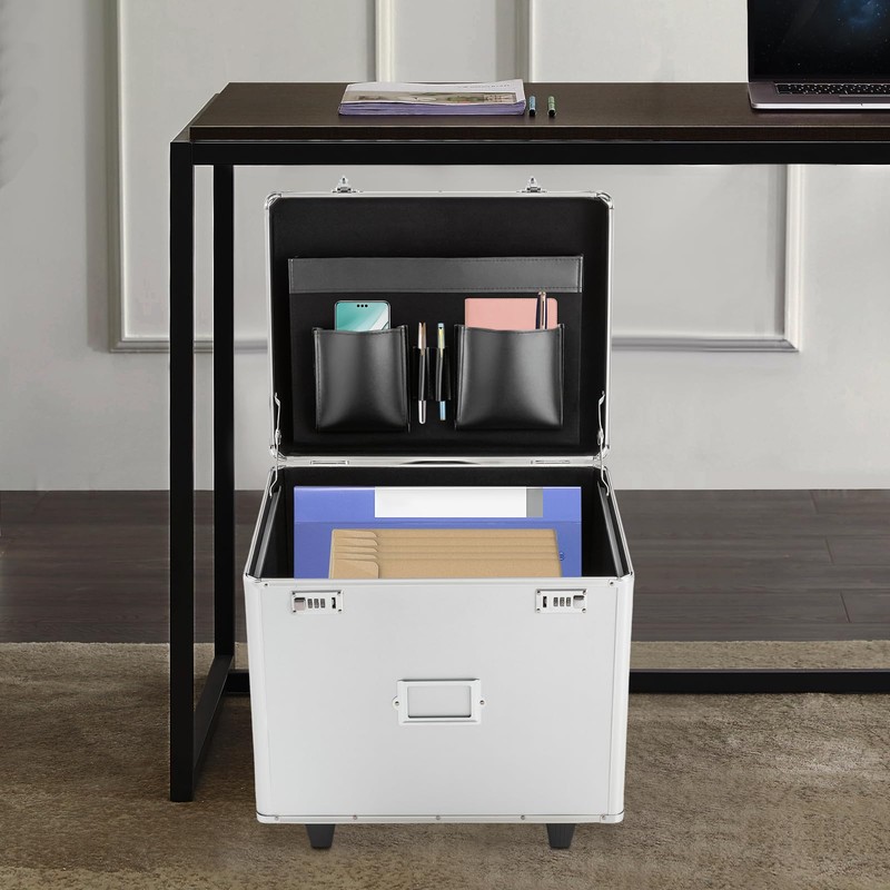 GDAE10 Rolling File Box with Lock, Aluminum Alloy Document Box