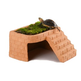 Flushbay Turtle Basking Platform Climbing Ramp Reptile Hide Cave Resting Terrace Large Bearded Dragon Basking Platform Humid Hide for Tortoise, Bearded Dragon,Leopard Gecko,Lizard (S)