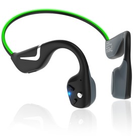 Praseno Bone Conduction Headphones - Open-Ear Wireless Headphones Bluetooth with Mic for Running Workouts Cycling, Super Fast Quick Charging, Waterproof IP67 (Black/Green)