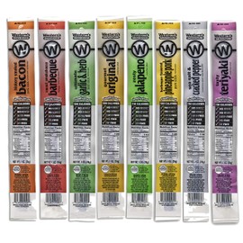 Western's Smokehouse Meat Sticks Sampler Pack of 8 Jerky Sticks – 8 Flavors of Pork and Beef Jerky Meat Sticks - Gluten-Free, MSG-Free, Soy-Free, No Nitrates