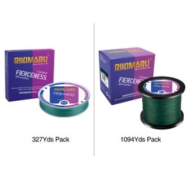 RIKIMARU Braided Fishing Line Abrasion Resistant Superline Zero Stretch&Low Memory Extra Thin Diameter Green 1094Yds,30LB