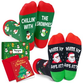 HAPPYPOP Christmas Gifts Stocking Socks for Kids - Christmas Snowmen Socks, Secret Santa Gifts with Greeting Card, Xmas Stocking Stuffers for Boys Girls