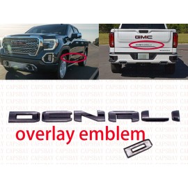 CAPSBAY 2019 2020 2021 GMC Sierra Denali Door Tailgate Black Emblem Kit Overlay Emblem