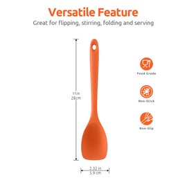 600ºF Heat Resistat Spatula Spoon: U-Taste Flexible Silicone Cooking Scoop Spoonula, Serving Mixing Scraping Food in Non-Stick Pan Cookware, Seamless Multifunctional Kitchen Utensil (Orange)