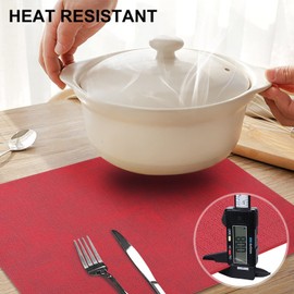 homing Faux Leather Heat Resistant Placemats Set of 6 – Waterproof Wipeable Dining PU Place Mats for Indoor & Outdoor, Easy to Clean - Red