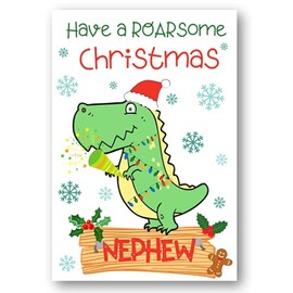 Second Ave Nephew Dinosaur Children's Kids Christmas Xmas Holiday Festive Greetings Card