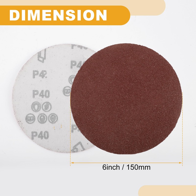Partuto 10 Pcs 6inch 40 Grit Universal Sanding Discs -
