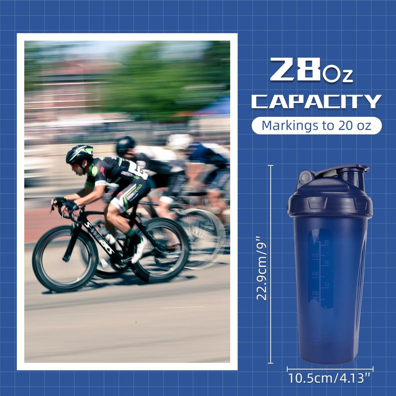 28oz & 17oz Protein Shaker Bottles with Blending Ball-Blue
