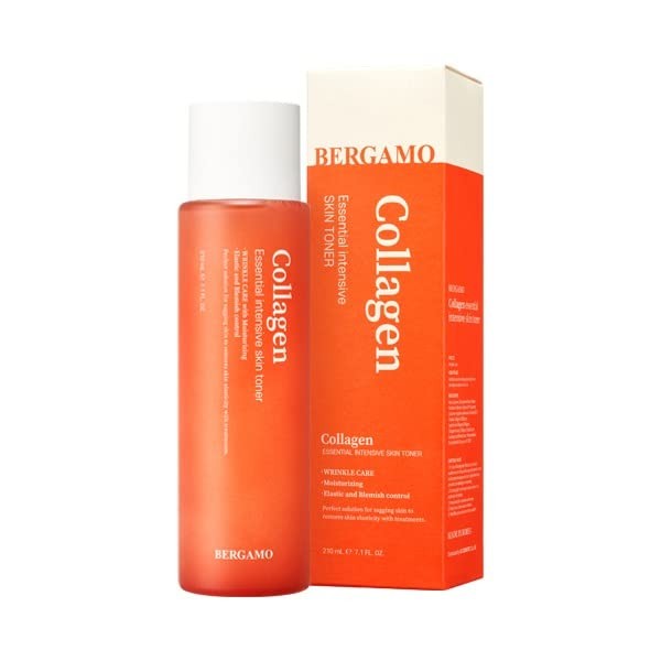 Bergamo Essential Intensive Collagen Skin Toner 7.1fl oz/210mL | Made in Korea K Beauty Korean Skin Care moisturizer for Combination Skin Types Zero-Irritation Wrinkle Care Astringent Minimizes Pores