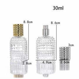 SCOLAND 30ml Glass Perfume Bottle Vintage Empty Portable Travel Refillable Rechargeable Spray Atomizer Women (Gold)