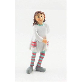 Melody Jane Dolls House People Modern Little Girl in Striped Tights Resin Figure