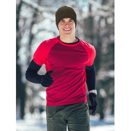 SATINIOR 4 Pieces Cotton Skull Caps for Men Women Fleece Beanies Hat Warm Soft Polar Beanie Hat Thick Windproof Winter(M,Black, Camouflage, Navy Blue, Grey)