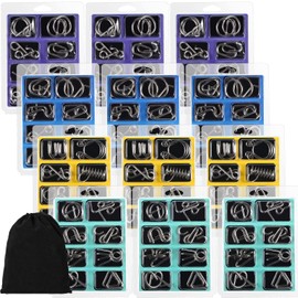 Lenwen Set of 96 Metal Puzzles for Adults with Pouch Puzzles for Adults IQ Test Disentanglement Puzzle Brain Game Unlock Interlock Game Magic Trick Toy Party Favor Challenge
