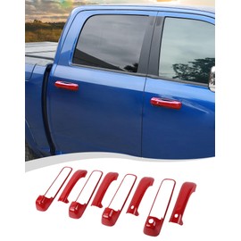 Hoolcar Exterior Door Handle Covers Outside Doorknob Cover Compatible with Dodge Ram 2009-2018, Red