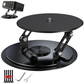 DAWASAPAT Desktop Projector Stand, Table Mount Adjustable Angle with 1/4" Screw, 360° Rotation PJ Holde Black Projector Tray for Home Office Studio with Cable Ties