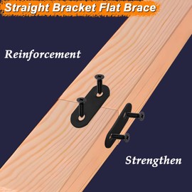 24 Pack 40mm Flat Bracket Straight Brace Black - Stainless Steel Heavy Duty Mending Plate for Wood Furniture, DIY Repair with Screws Included