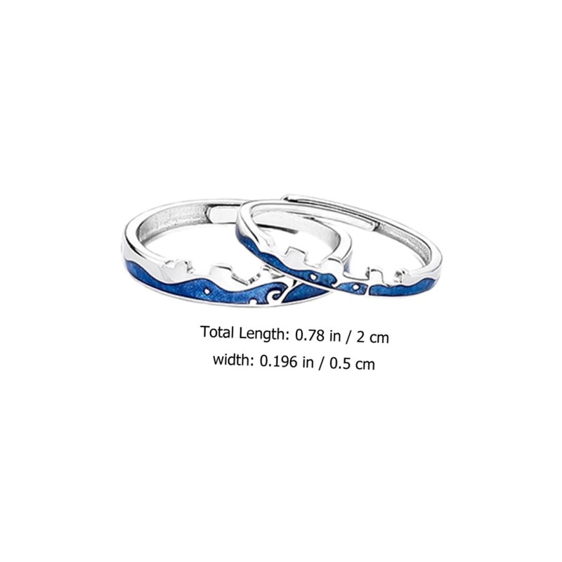 Healeved 1Pair Matching Couple Ring for Lovers Open Design Love