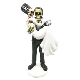 Day Of The Dead Wedding Skeleton Frankenstein Skull Bride And Groom Couple Figurine Dia De Muertos Sculpture Gift by Gifts & Decor