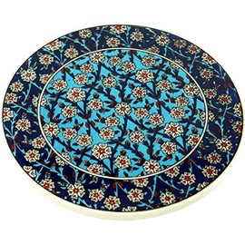 GURU SHOP Oriental Ceramic Coaster, Round Coaster with Mandala Motif, Pattern 1, Multicoloured, 1 x 16 x 16 cm, Coasters, Trays