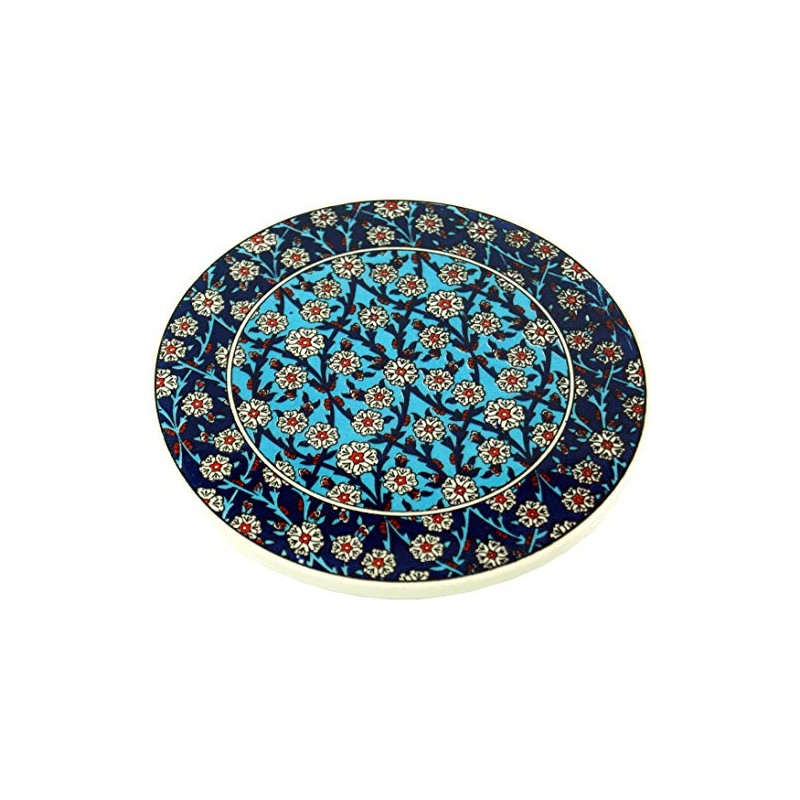 GURU SHOP Oriental Ceramic Coaster, Round Coaster with Mandala Motif,