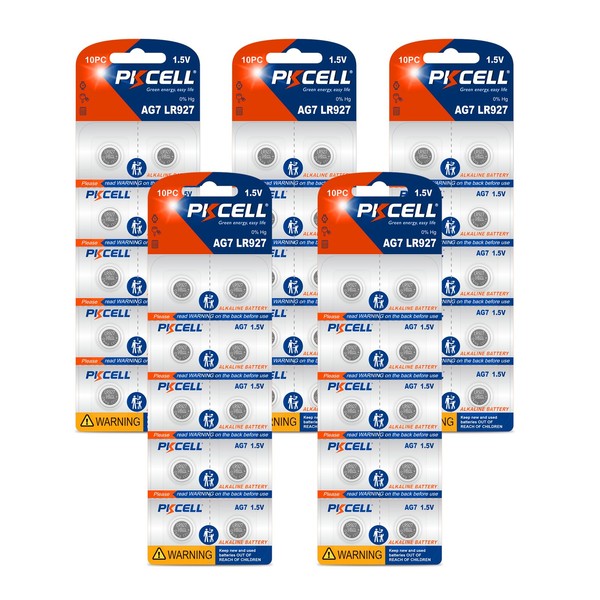 PKCELL LR927 Batteries 50-Pack SR927SW 395 399 Watch Battery AG7