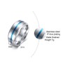 Ztcily Men's Stainless Steel Ring, Blue Anti-Stress Ring with Groove,