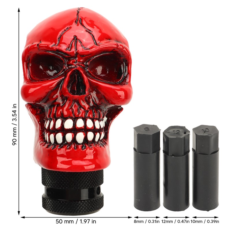 Skull Gear Shift Knob Red Universal Skull Head Resin Shift