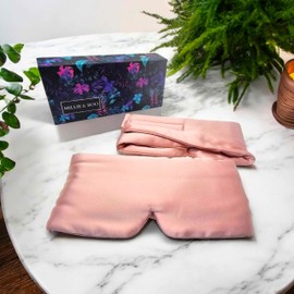 Millie & Boo Silk Sleep Mask - 100% Pure Organic Mulberry, 22 Momme Silk Eye Mask, Adjustable and Comfortable Fit for Men and Women, Luxury Eye Mask for Sleeping with Gift Box (Pink)