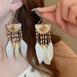 Feather Earrings for Women Dangling Boho Jewelry for Women Tassel Earrings Country Concert Western Jewelry Accessories Trendy Gifts