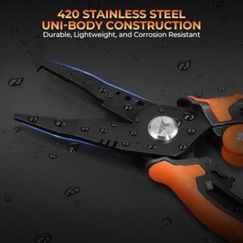 KastKing AeroVice 7.5” Fishing Pliers, 420 Stainless Steel, Uni-Body Construction, Lightweight & Corrosion-Resistant, Multi-Function Jaws, Braid Cutters, Sheath, Lanyard & Carabiner