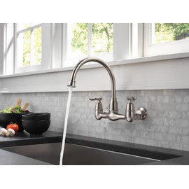 Delta Corin Wall Mount Kitchen Faucet, Brushed Nickel Stainless Steel, Single Handle, Model 22722LF-SS