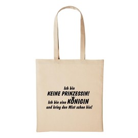 huuraa Jute Bag No Princess! Queen Mist Gift Idea for Men and Women Cotton Bag for Friends and Family, beige